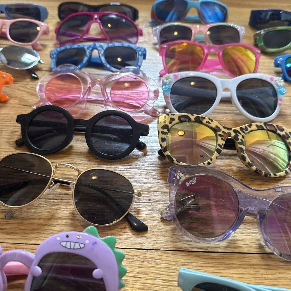 Lot Of 40 Mixed KIDS Sunglasses MultiColor & Styles: Wayfarer-Wrap-Round-Square